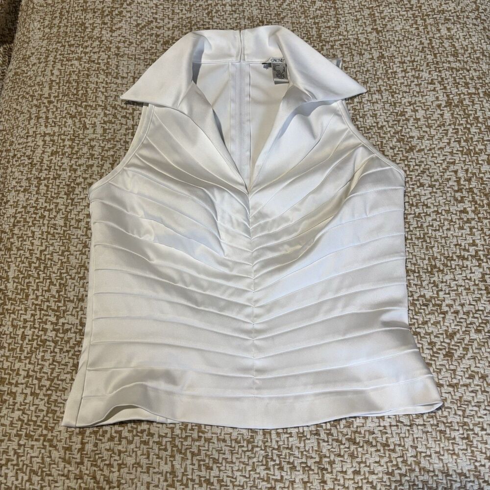 Cache Size 4 White Elegant Collar Sleeveless Y2K 2000s Blouse / Top